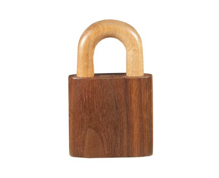 carved wooden padlock isolated with clipping path at this size