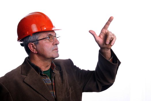 mature woman architect over white background