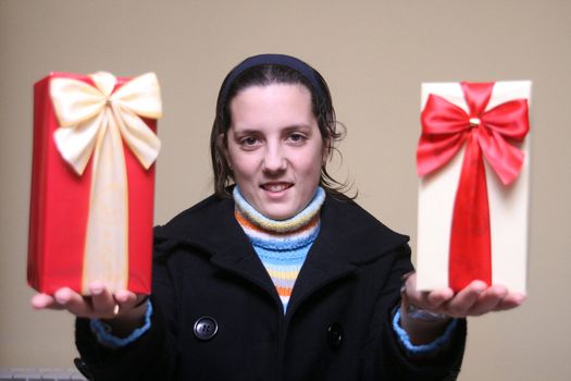 young girl giving gifts (focus on the girl)