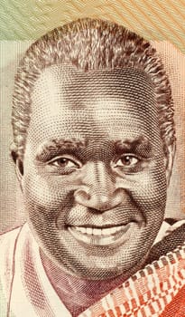 Kenneth Kaunda on 5 kwacha 1980  banknote from Zambia. First President of Zambia from 1964 to 1991. 