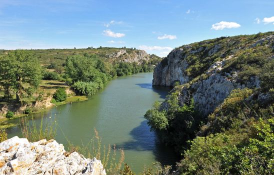 Vidourle river and Cliff of Saint-S�ri�s in Languedoc Roussillon, France
