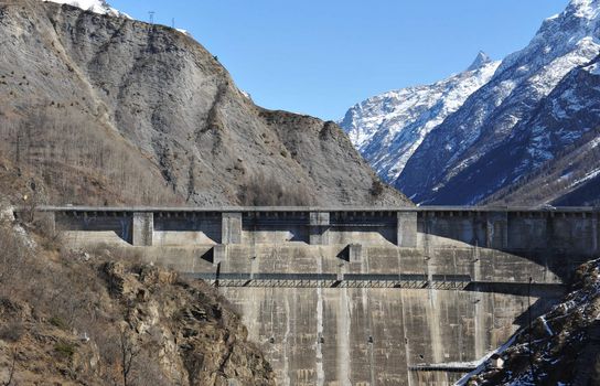 Barrage de Chambon, a Dam on the River Romanche in the French Alps, the region of France that produces the most hydro-electric power 