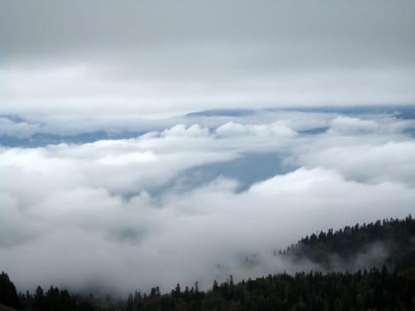 Mountains; caucasus; a relief; a landscape; the nature; a panorama; a hill; a landscape; a ridge; the sky; reserve; a background; a kind; a route; the Alpine meadows; a slope; beauty; a grass; tourism; travel; autumn; flora, clouds, a fog, wood, trees