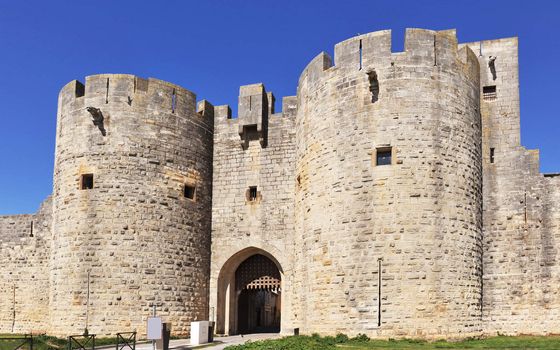 door of Ramparts of the strengthened city of Aigues-Mortes - France