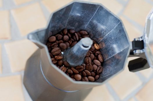 Shot of coffee maker, espresso machine on the table