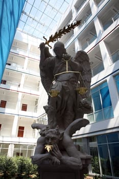 Sculpture in modern court house building