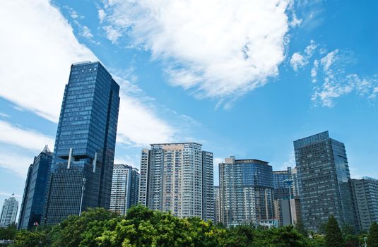 City business district under the sky
