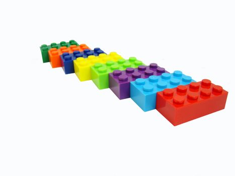 Colorful display of building blocks , entertainment for children.