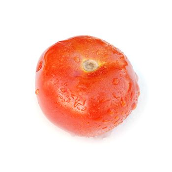 tomato in droplets on a white background