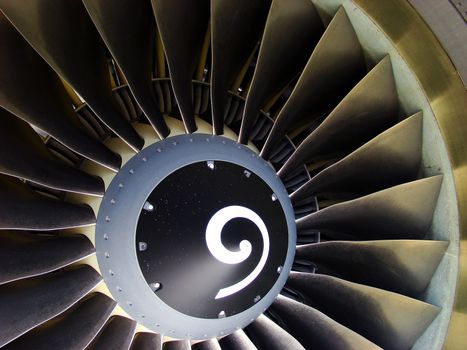 Close-up of a turbofan jet engine (modern airliner)