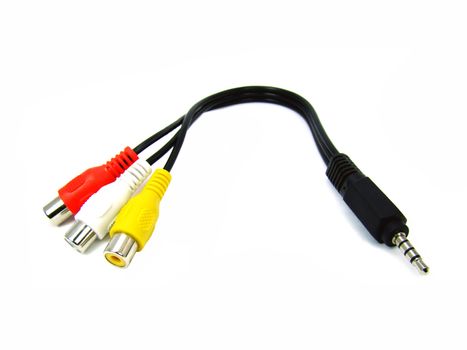 Audio video connector isolated, white background.