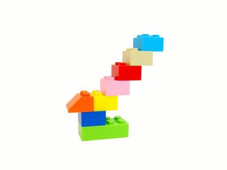 Colorful display of building blocks , entertainment for children.