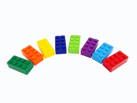 Colorful display of building blocks , entertainment for children.