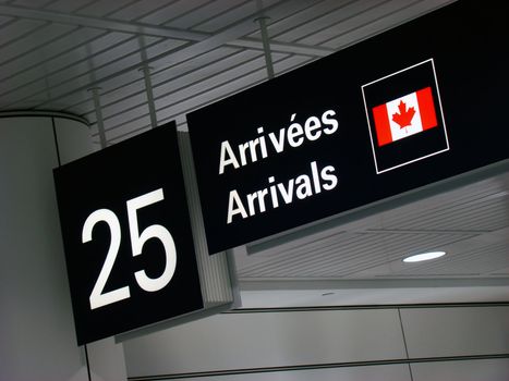 Canadian airport gate arrival sign