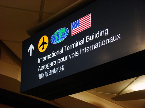 International Terminal Building sign at Canadian airport.  