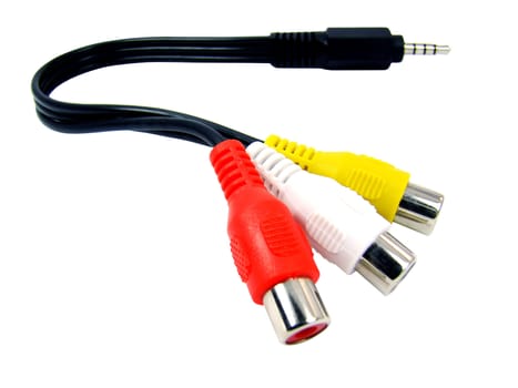 Audio video connector isolated, white background.