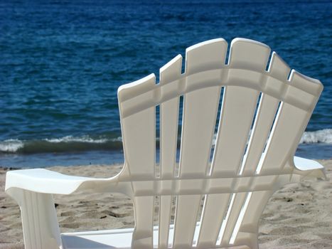 Beach chair, Pacific Ocean. Puerto Vallarta, Mexico.