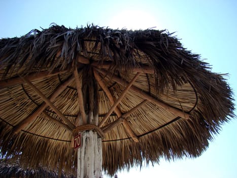 Hut on the beach. Resort on the Pacific coast of Mexico.