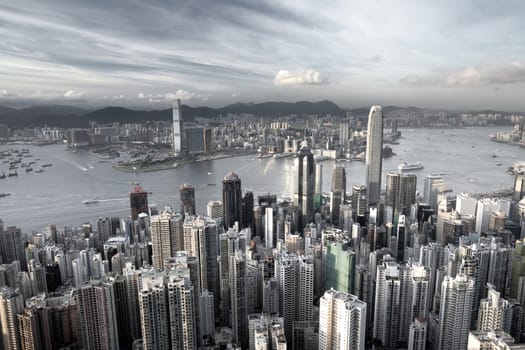 Hong Kong city in low saturation