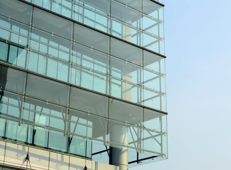 glass wall of building