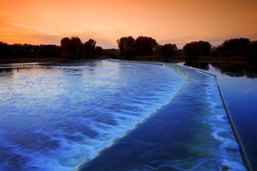 Wilkes Dam Stretches across the Grand River in Brantford, Ontario, Canada