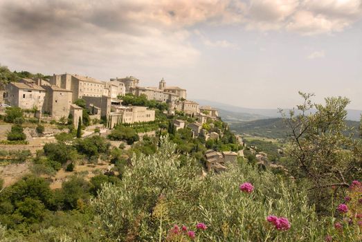Gordes is a typical village of the Provence build on a hill, in the nature