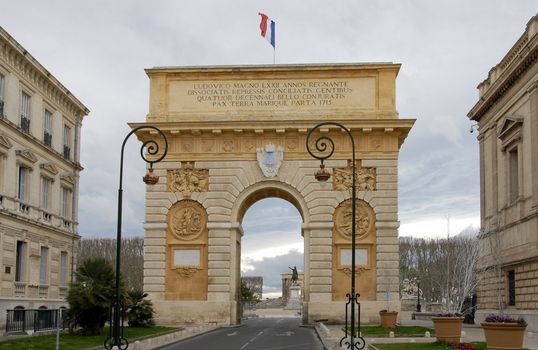 Arc de Triomphe, Montpellier, France. Built in 1692 by Charles-Augustin Daviler to the glory of Louis XIV