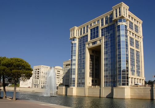 view of the "hotel de region" of Montpellier in Languedoc Roussillon