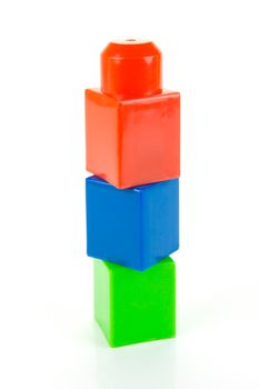 Toy building blocks isolated against a white background
