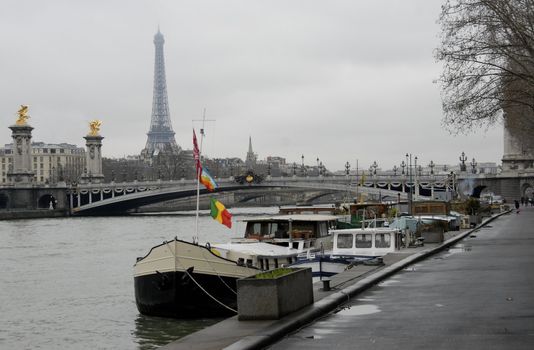 view of the Seine in Paris, near the bridge of Invalides