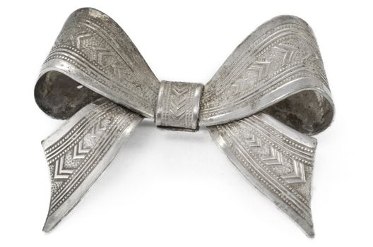 Antique silver bow pin