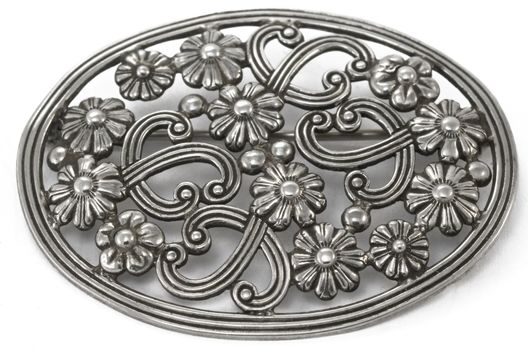 antique silver floral knot brooch