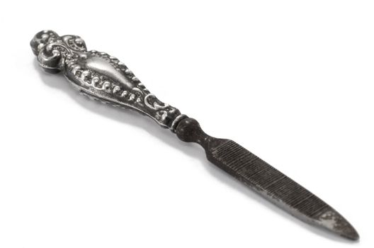 Antique silver nail file with ornate handle