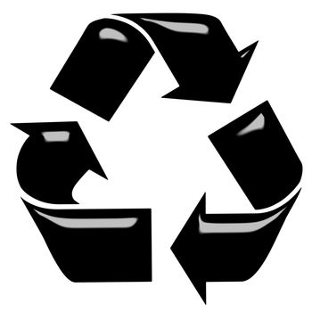 3d recycling symbol isolated in white