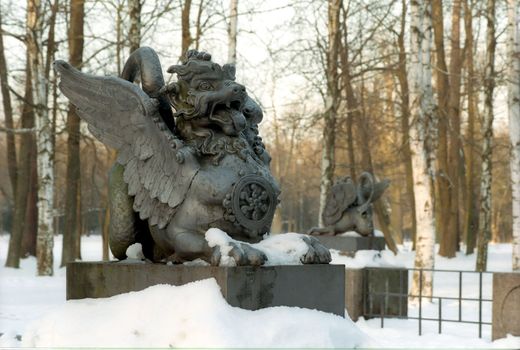 Metal chinese dragons of the bridge 