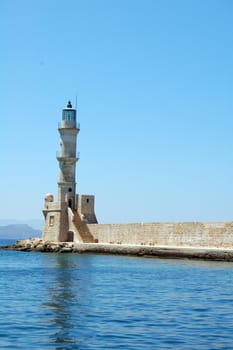 lighthouse in the old port of chania