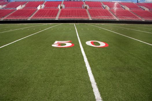 Football field 50 yard line