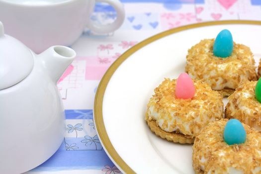 Teatime with coconut cakes - shallow DOF