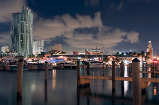 View of Marina in Downtown Miami Florida.