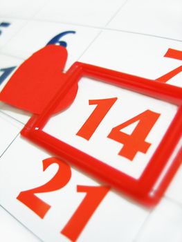 fourteen marked in calendar with red heart