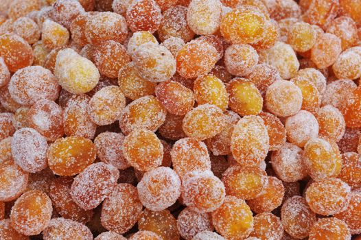 kumquat candies fruits with sugar for sweet dessert