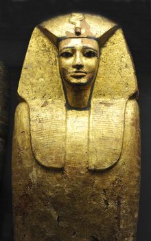 beautiful gold sarcophagus of a Mummified Egyptian Pharaoh