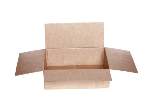 Open cardboard box isolated on white background with clipping path