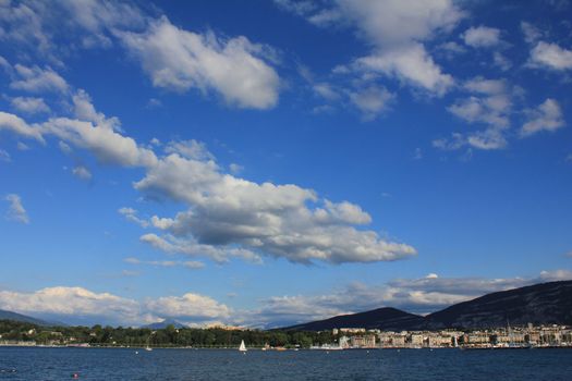 Geneva and the lake and sky blue