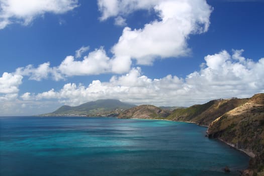 Spectacular coastline on the Caribbean island of Saint Kitts.
