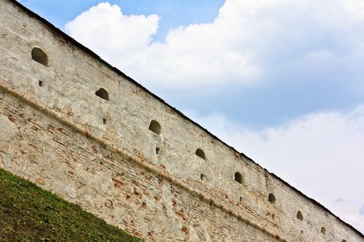 Ancient brick monastery walll (the Kiev-Pecherskaya Lavra monastery, Kiev, Ukraine)