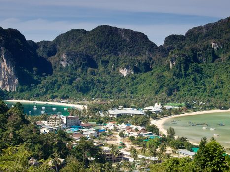 View from the highest point of Ko Phi-Phi island in Thailand