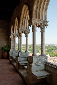 Gothic arcade in a Castle, Leiria Portugal.