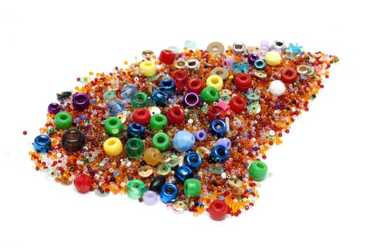 Disposit of the beads, colour, beautiful on white background