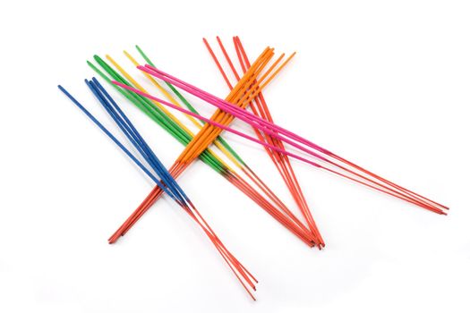 Aromatic colour sticks, disposit on white background